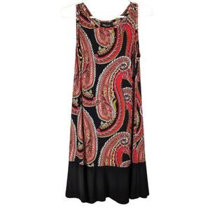 RN Studio Ronni Nicole Paisley Dress Women S Sleeveless Black Red Print Summer